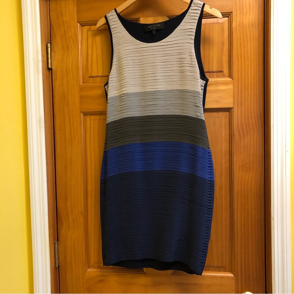 Rag & Bone Silk Layered Ruffle Color Block Dress … - image 2